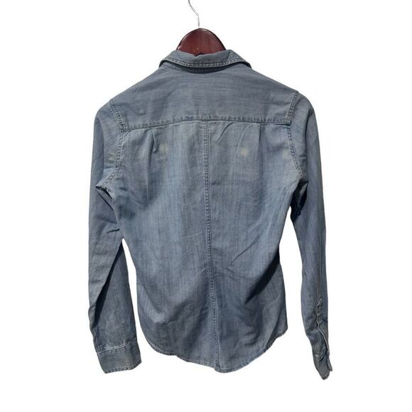 Frank & Eileen Barry Woven Cotton Button-Up Chambray Shirt Light Blue Sz XXS - Picture 9 of 16